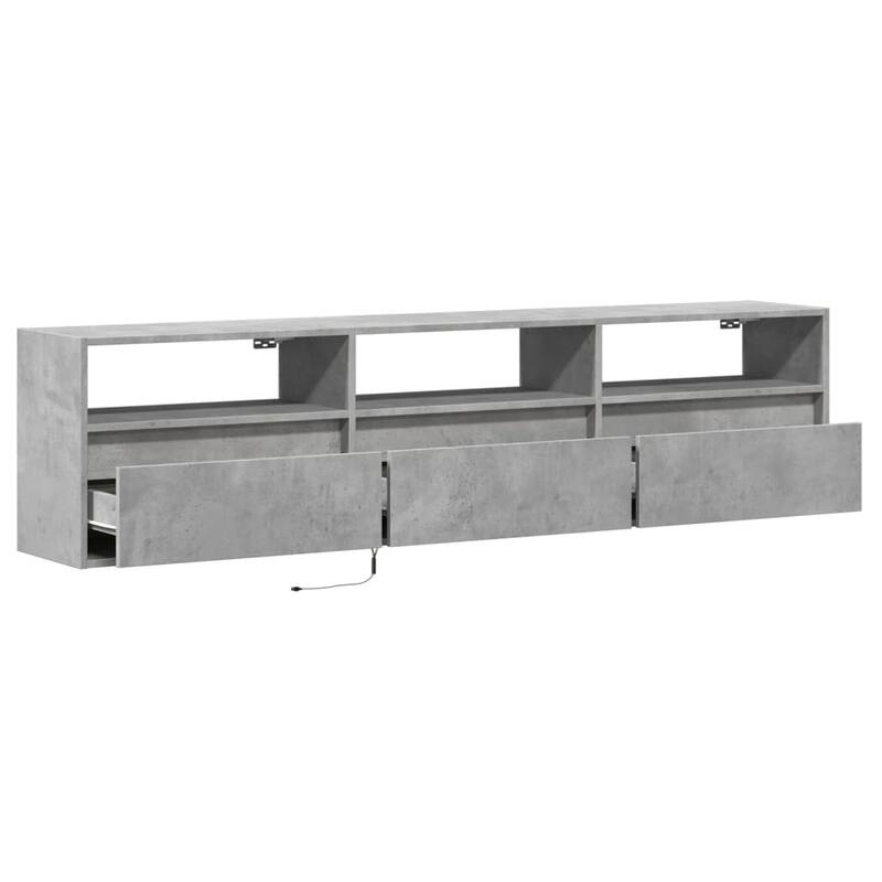 vidaXL TV Wall Cabinet Concrete Grey Engineered Wood Large - 12.2 x 70.9 x 17.7 in