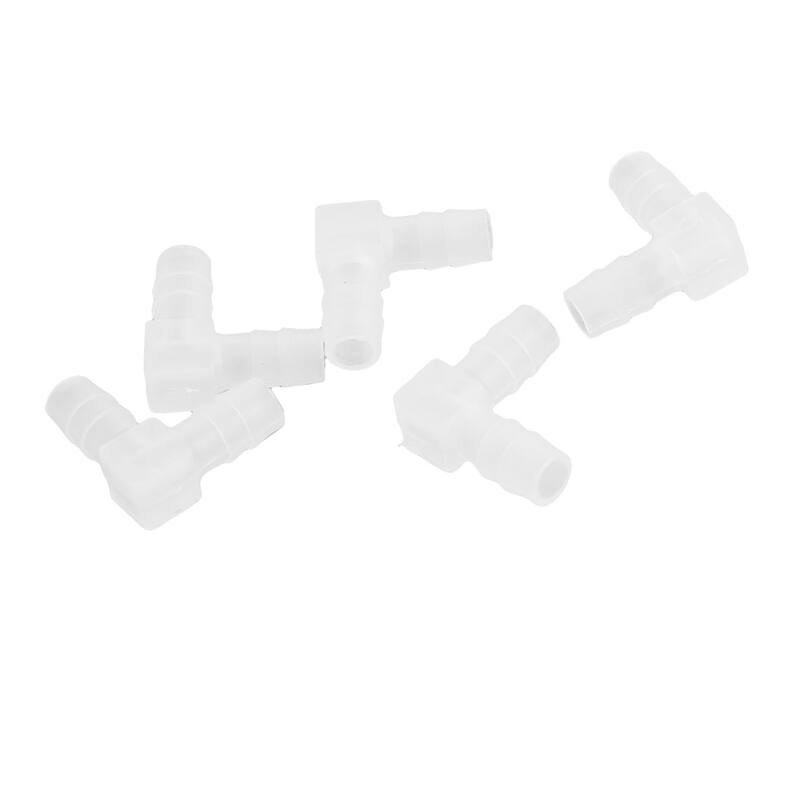 2 Way L Shape Air Water Line Coupling 5/16" Dia Hose Joiner 5 Pcs - Clear White