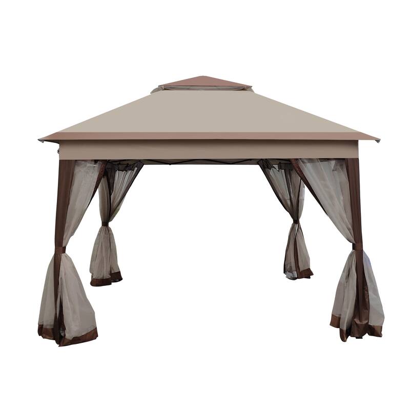 Outdoor 2-Tier Soft Top Event Tent Gazebo Canopy With Removable Zipper Netting
