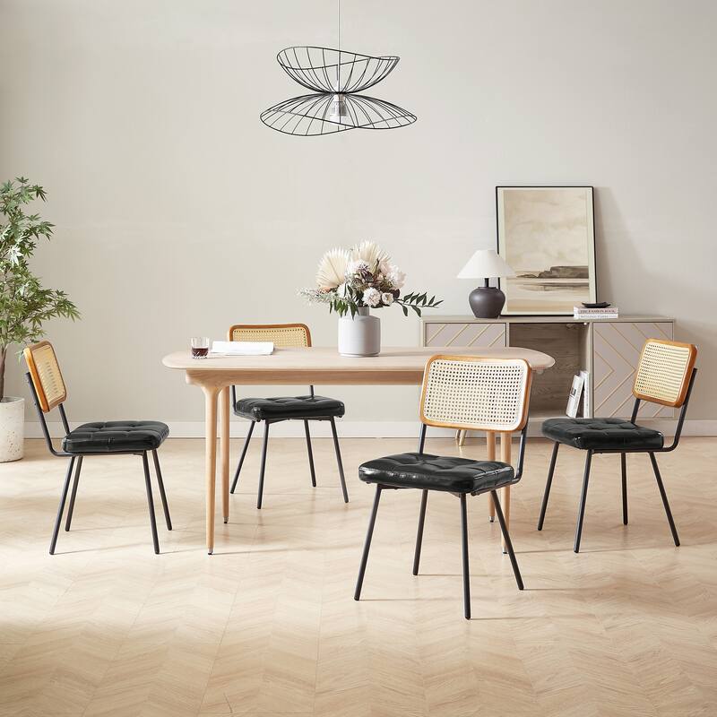 Art Leon Cane Back Faux Leather Accent Dining Chair (Set of 2)