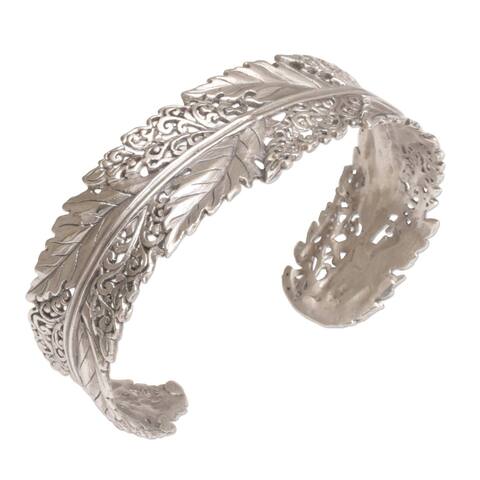 NOVICA Flawless Leaves, Sterling silver cuff bracelet
