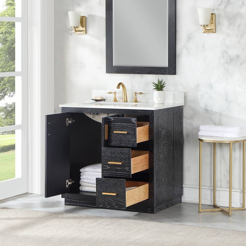 Altair Gazsi Bathroom Vanity with Composite Stone Countertop without Mirror