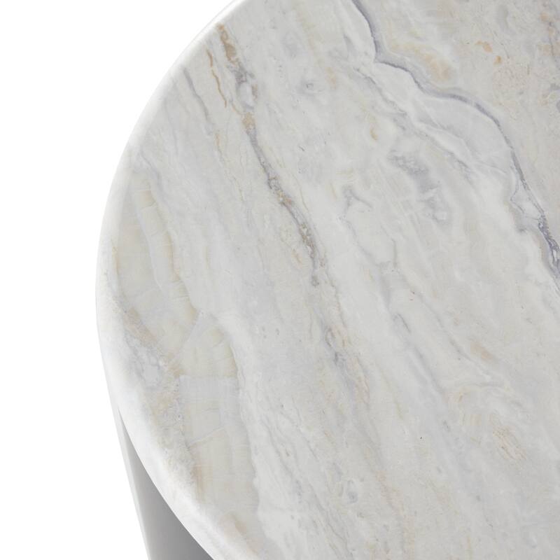 Metal Pedestal Accent Table with Faux White Marble Top - Black - Roche River Decor