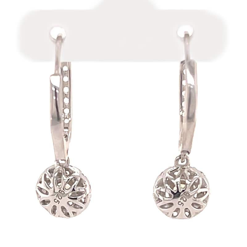 925 Sterling Silver Ethiopian Opal, White Natural Zircon Gemstone Dangle Earrings