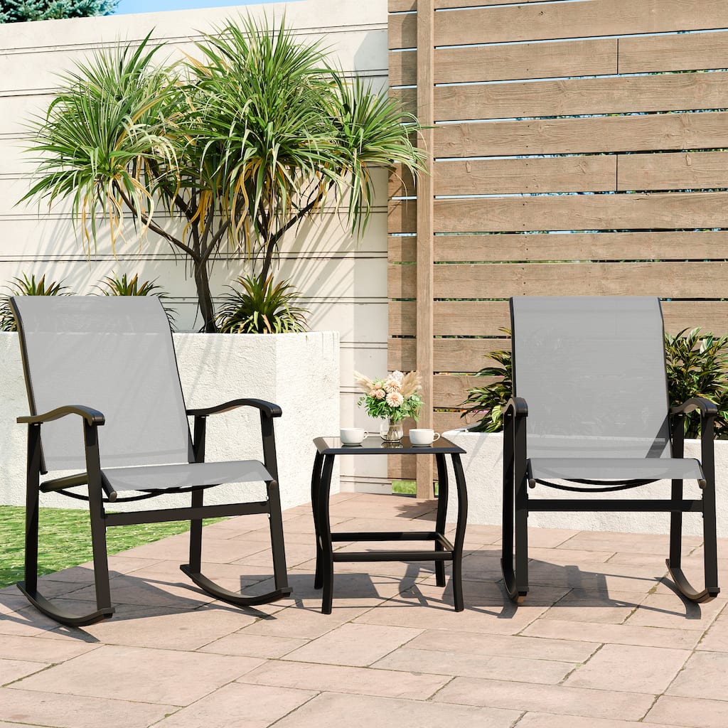Futzca 3 Piece Outdoor Rocking Bistro Set, Patio Conversation Set
