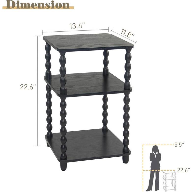 Small End Table with Storage Shelf Vintage Nightstand Bedside Table