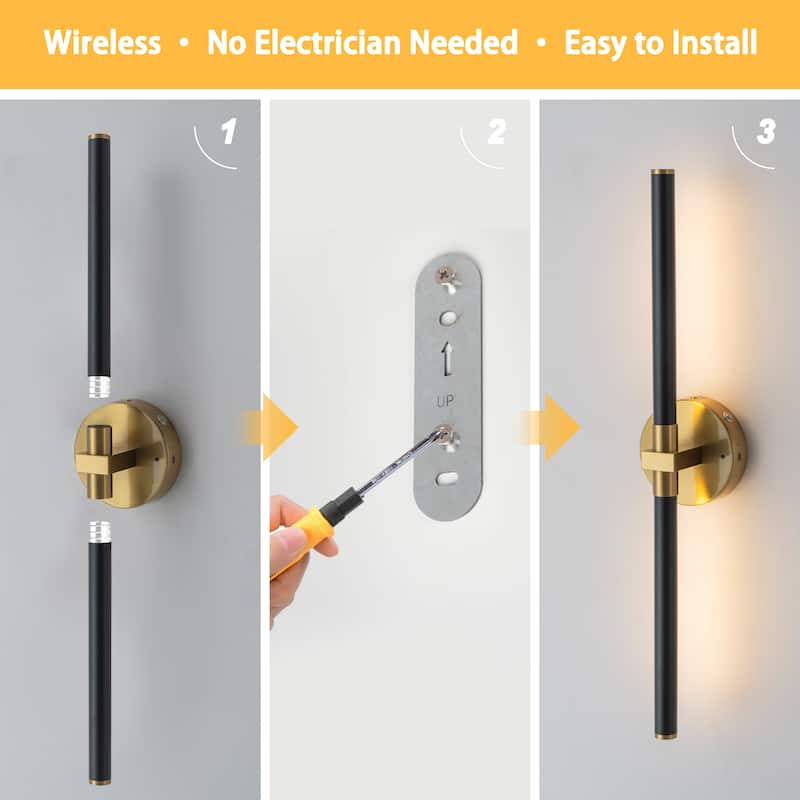 Starsky Minimalist Rechargeable Linear LED Vanity Light Dimmable Metal Wall Sconce with Remote