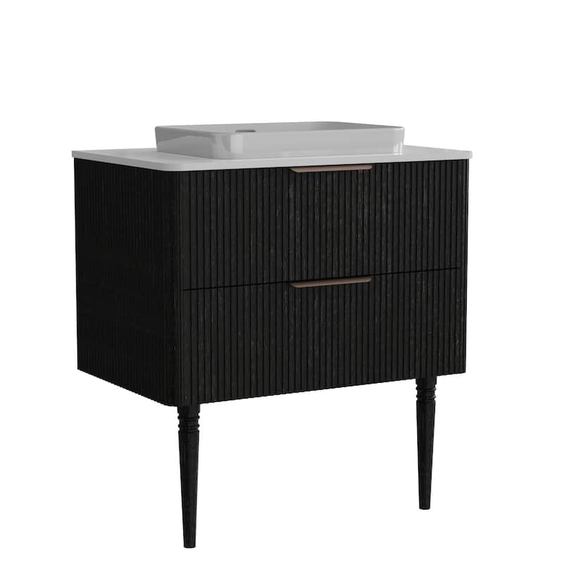 GDFStudio - Elena Freestanding 30" Bathroom Vanity with Ceramic Sink and Soft-Close Drawers
