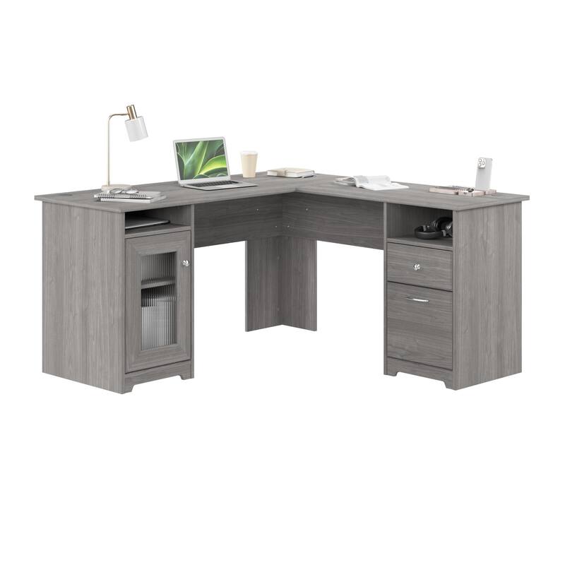 Cabot 60W L Shaped Computer Desk with Storage by Bush Furniture - Modern Gray