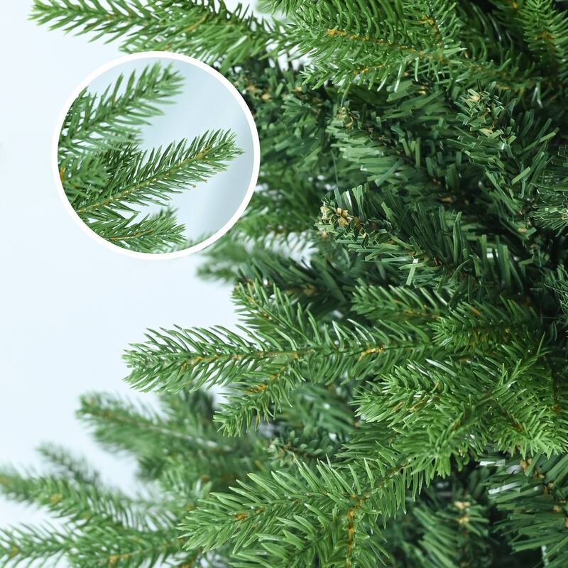 Green Artificial Christmas Tree - PVC+PE Mixed Needles, Hinged Branches, Metal Stand, Easy Assembly