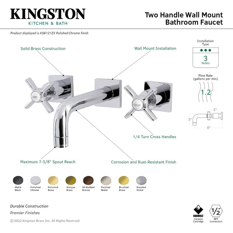 Millennium Two-Handle 3-Hole Wall Mount Bathroom Faucet