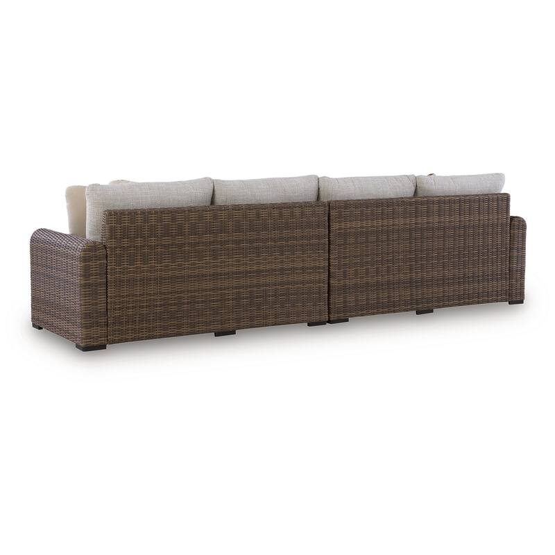 Signature Design by Ashley Angel Island Brown/Beige 4-Piece Outdoor Sectional - 127"W x 98"D x 31"H