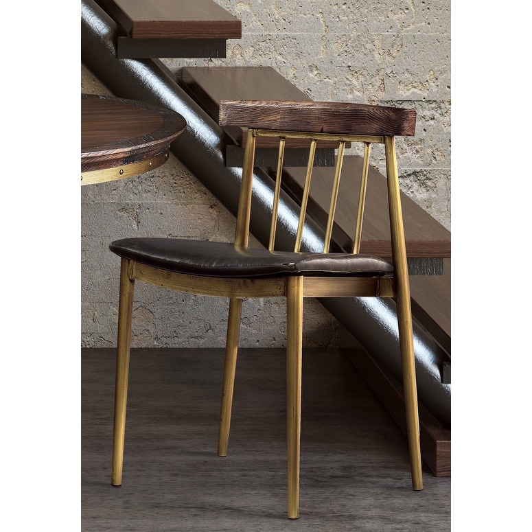 Alfie Brown Pine/Faux Leather/Steel Chair