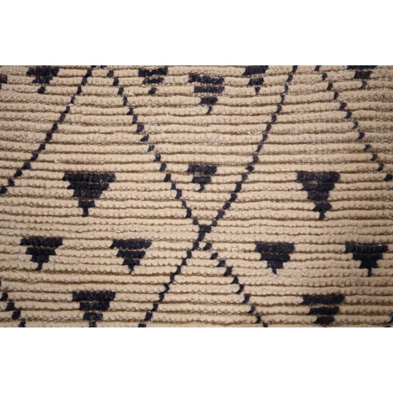 Modern Geometric Moroccan Oriental Accent Rug Hand-Knotted Wool Carpet - 2'10"x 5'3"