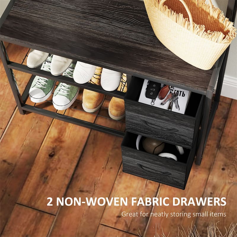 5-in-1 Hall Tree with Bench Coat Hooks and Storage Drawers for Entryway Hallway or Mudroom - 31.5" W x 11.8" D x 70.9" H