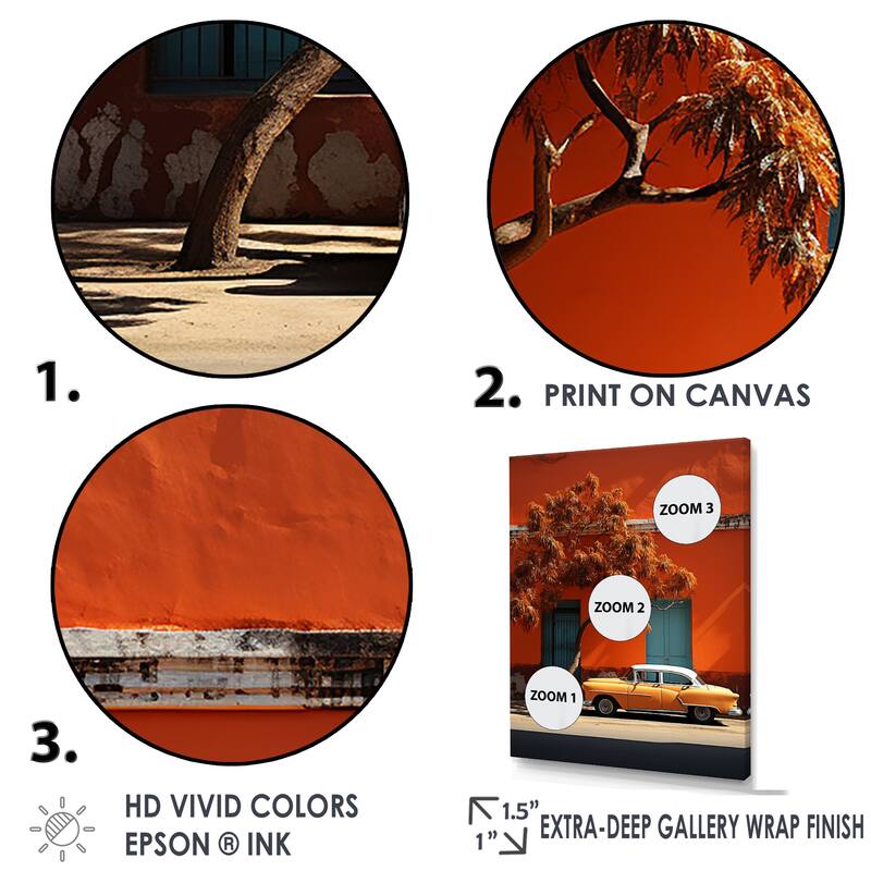 Designart "Cuba Orange Car Heritage" Cuba Wall Art