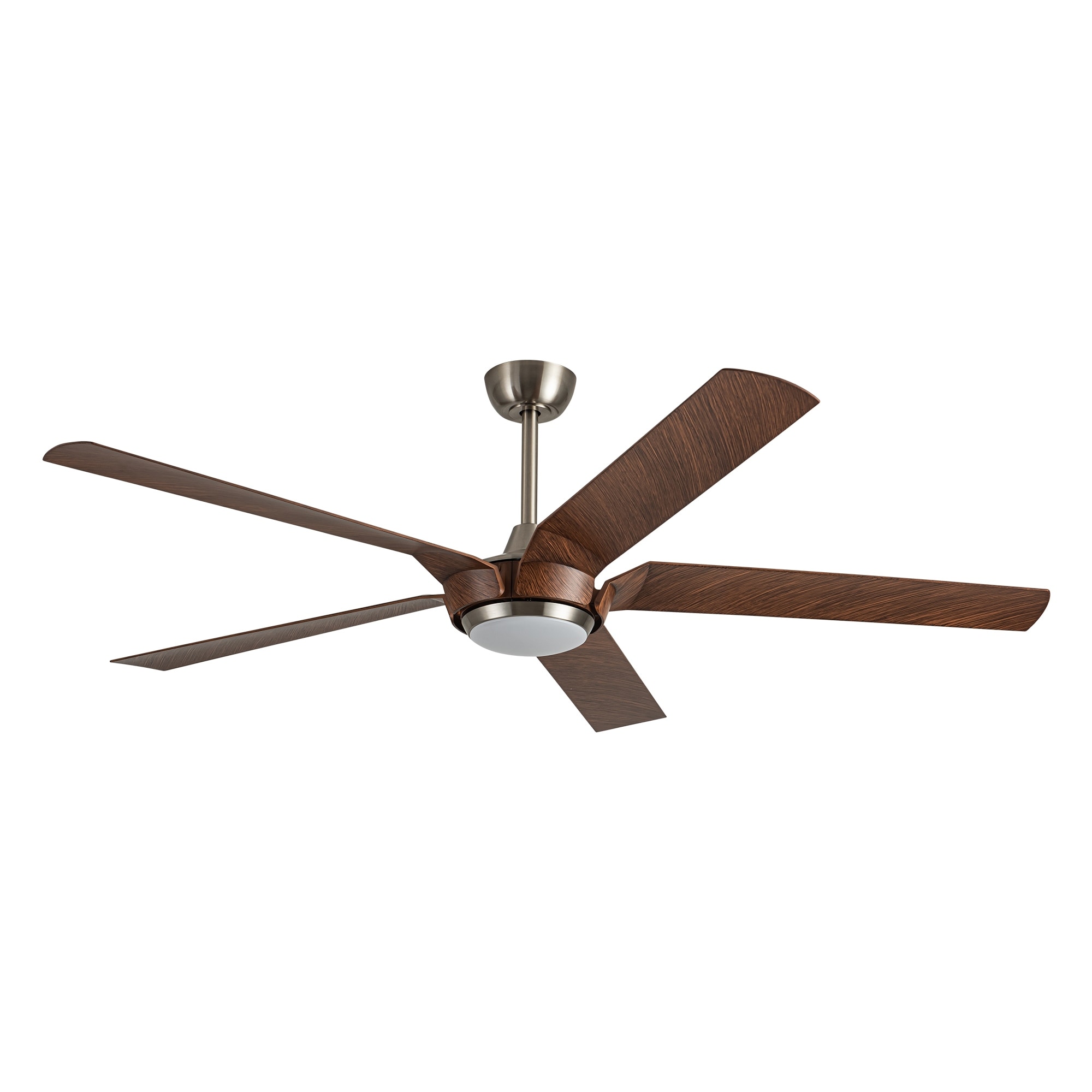 65" Brushed Nickel Modern 5-Blade LED Ceiling Fan with Light and Remote