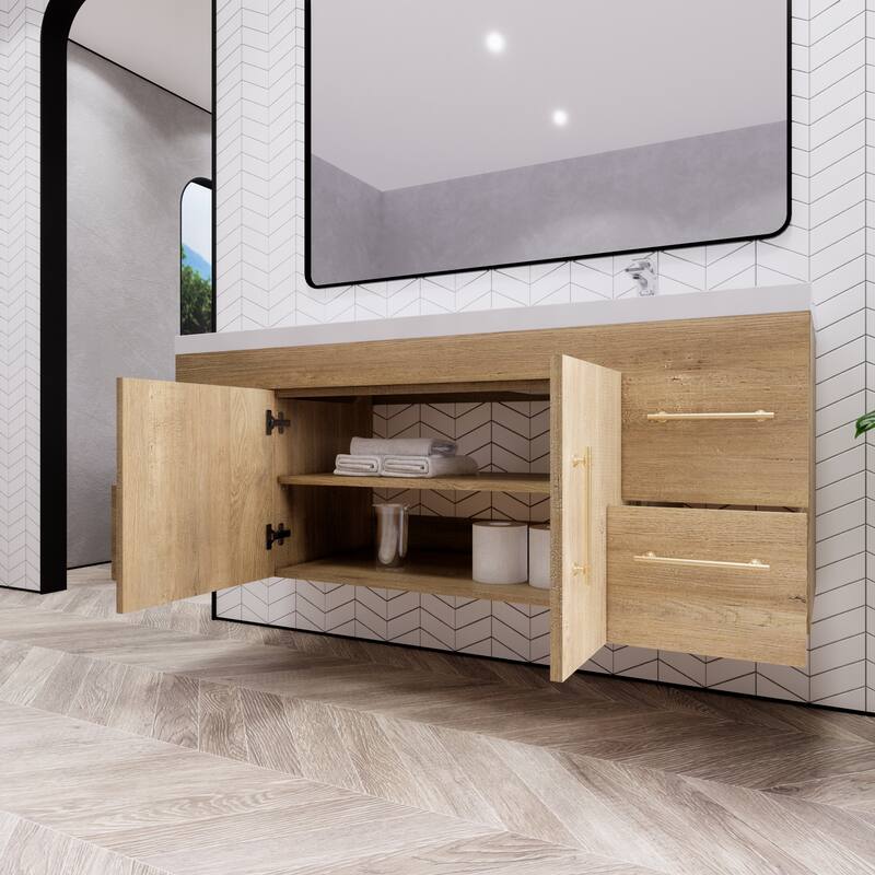 Eliza 60'' Wall Mounted Vanity with Single Sink on the Right