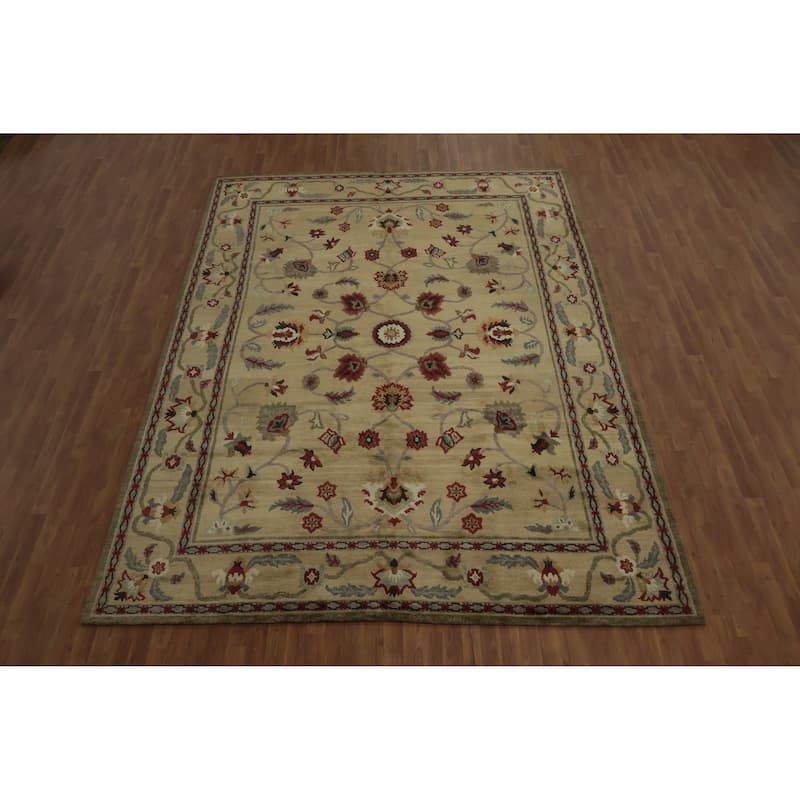 Hand Knotted Oriental 100% Wool Carpet Traditional Floral Yellow & Gold Nepalese Area Rug - 12' 3'' X 8' 11''