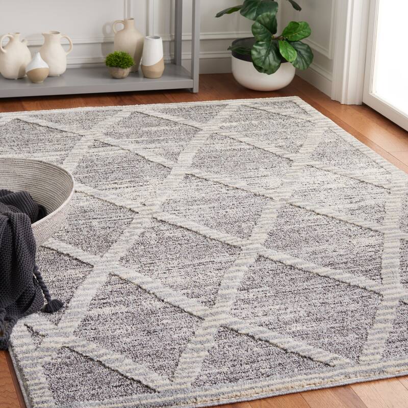 Martha Stewart Lucia Shag Stephanie Contemporary Rug - 4' x 6' - Grey/Ivory
