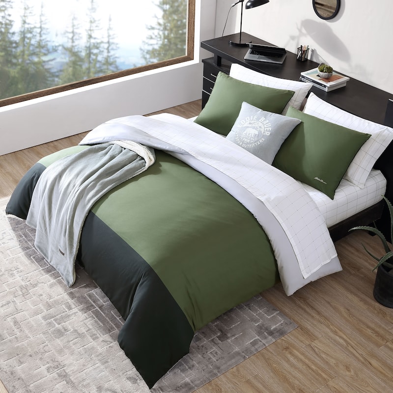 Eddie Bauer Skyline Stripe Reversible Green Comforter Set