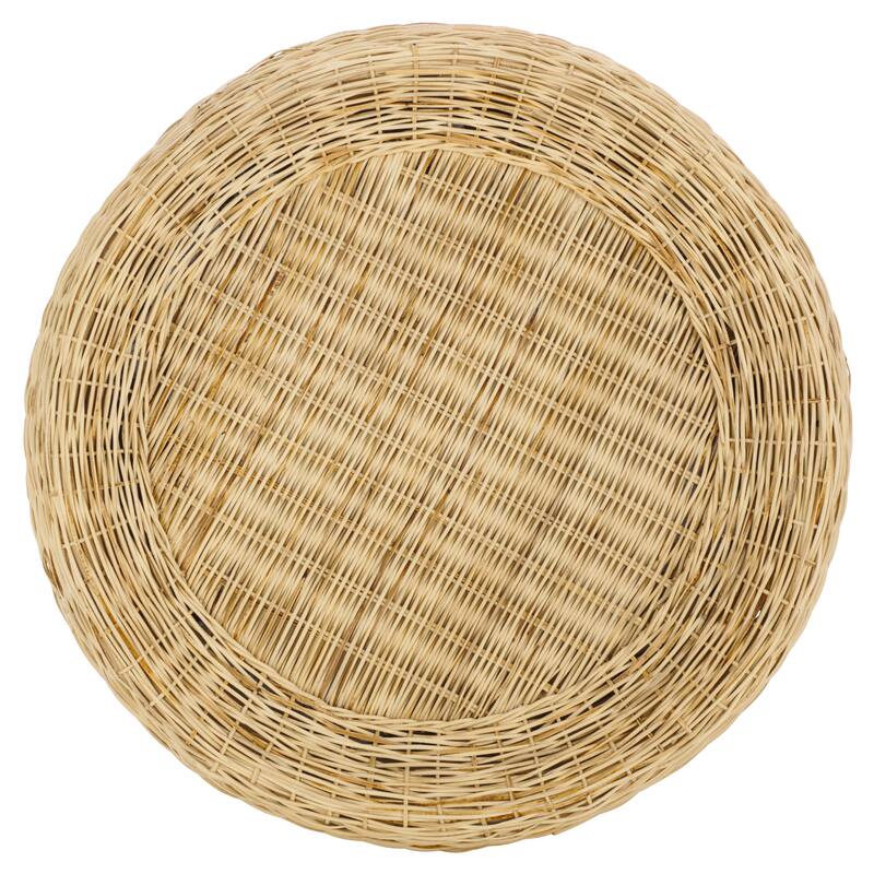 SAFAVIEH Mordekai Rattan Round Coffee Table, Fully Assembled - 32"W x 32"D x 13"H