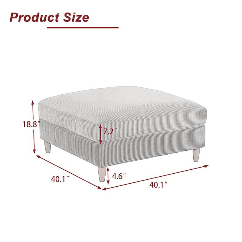 40" W Oversized Corduroy Upholstered Ottoman