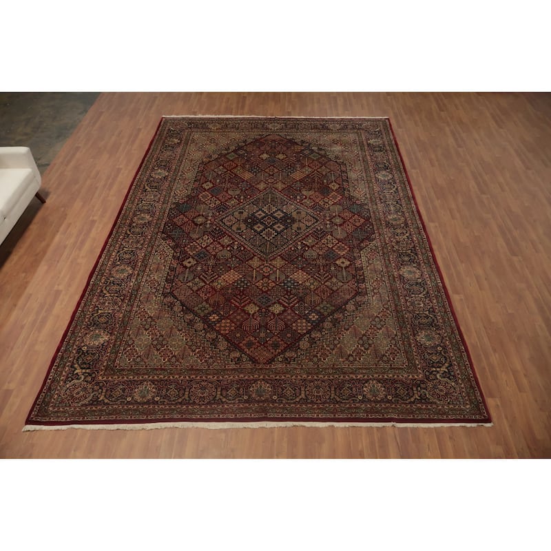 Hand Knotted Oriental 100% Wool Carpet Traditional Floral Red Isfahan Area Rug - 14' 9'' X 10' 5''
