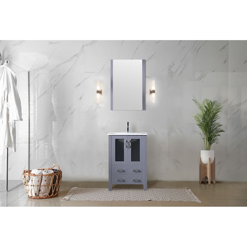 Lexora Volez 24 inch single Bathroom Vanity Countertop Sink and Mirror