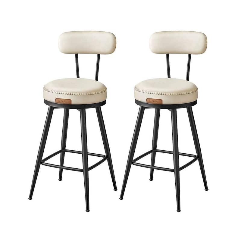 360 Swivel Bar Stools with Backrest and Steel Legs Footrest Perfect for Dining Room Set of 2