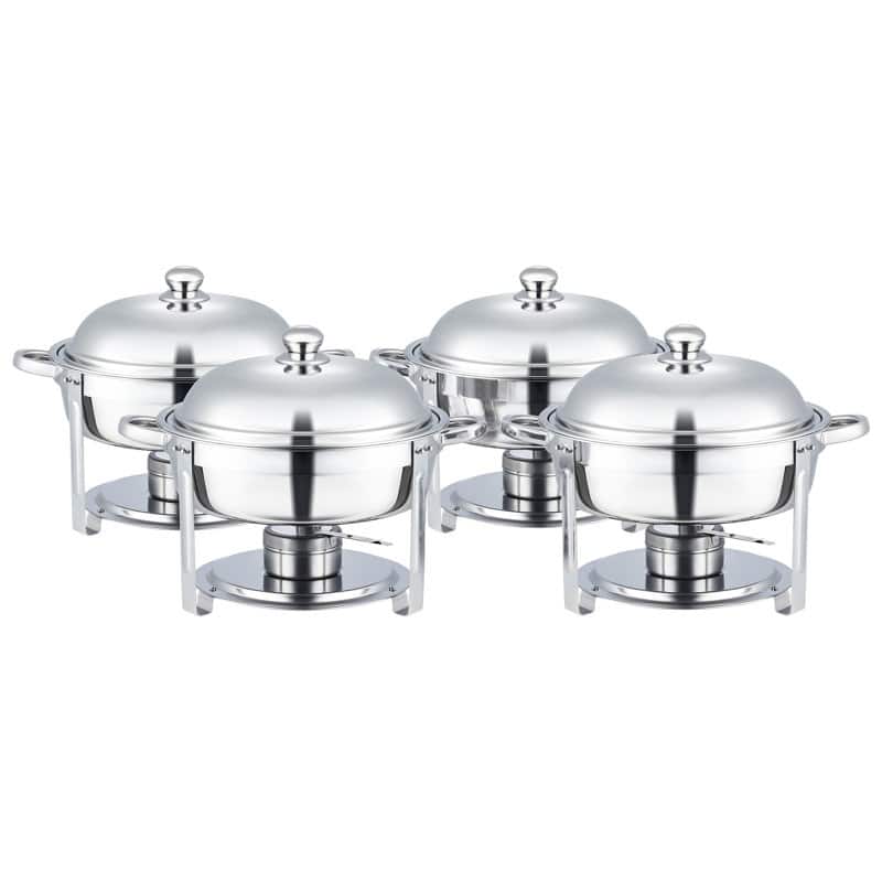4 Packs Stainless Steel 5 Quarts Round Chafing Dish