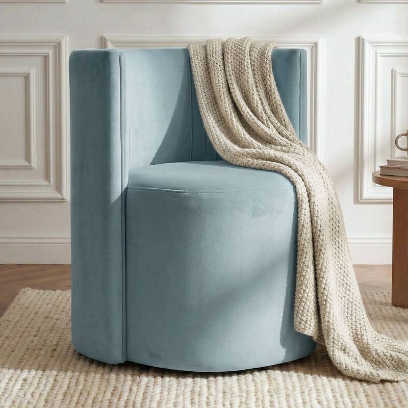 Velvet Swivel Dining Chairs with Rolling Casters, Upholstered Barrel Back Dining ArmChairs