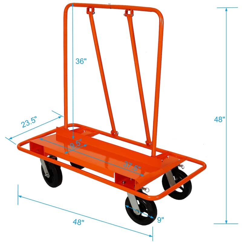 Drywall Sheet Cart & Panel Dolly 2400lbs Capacity, Panel Service Cart - 48"Lx23.5"Wx48"H