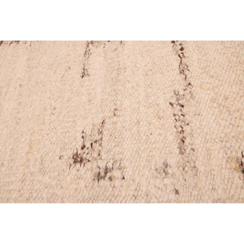 ECARPETGALLERY Hand Woven Looma Cream Wool Rug - 7'10 x 9'10