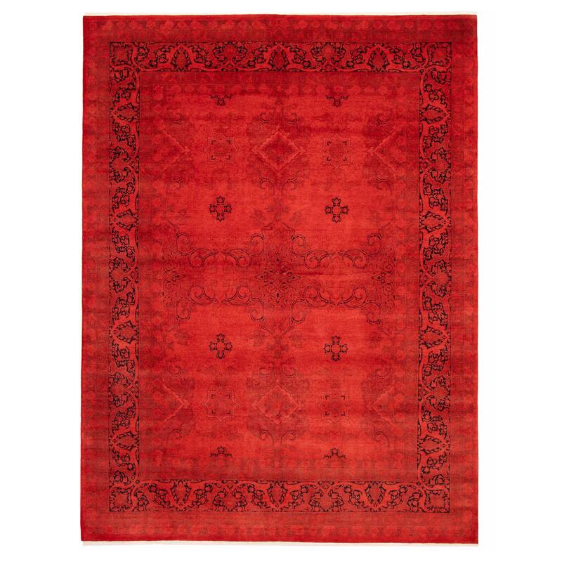 ECARPETGALLERY Hand-knotted Vibrance Red Wool Rug - 9'1 x 12'2 - Red - 9'1 x 12'2