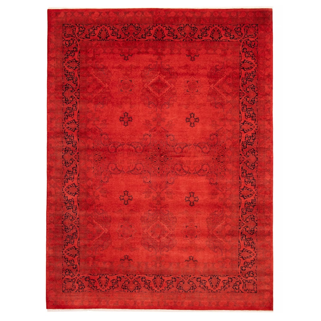 ECARPETGALLERY Hand-knotted Vibrance Red Wool Rug - 9'1 x 12'2