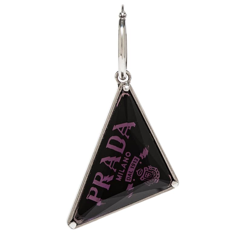 Prada Symbole Quartz Pendant Single Earring, Left Ear - Violet and Silver - Violet and Silver
