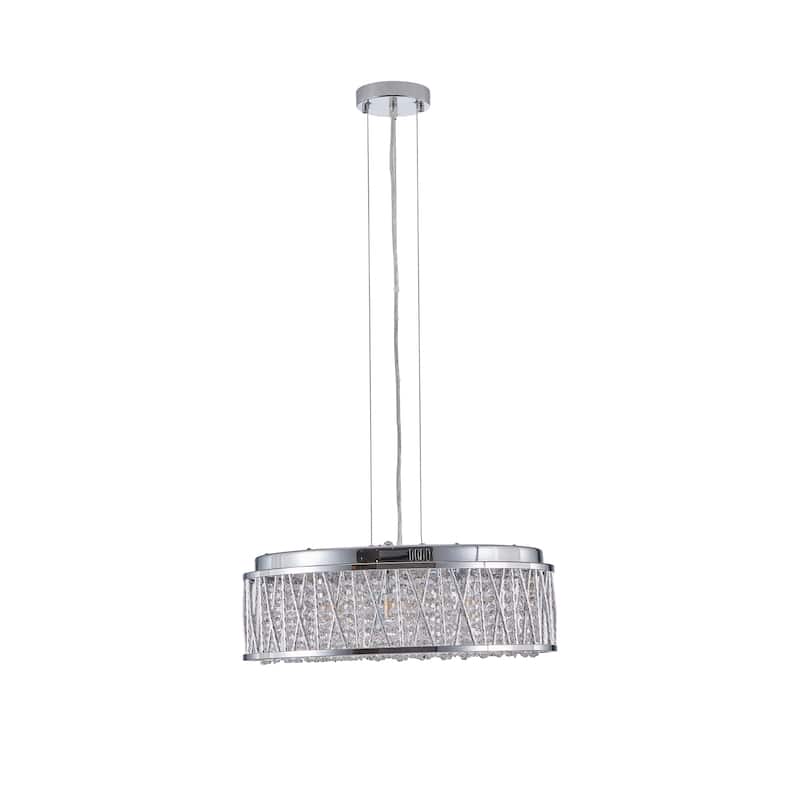Anmytek 19" Modern Round Crystal Chandelier Flush Mount for Kitchen Island Bedroom - 19 Inch
