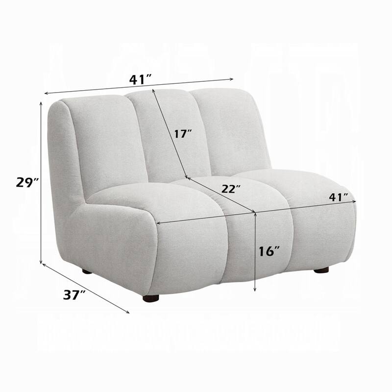 Nela Lounge Sofa Chair, Modern Bubble Silhouette, White Linen 42 Inch