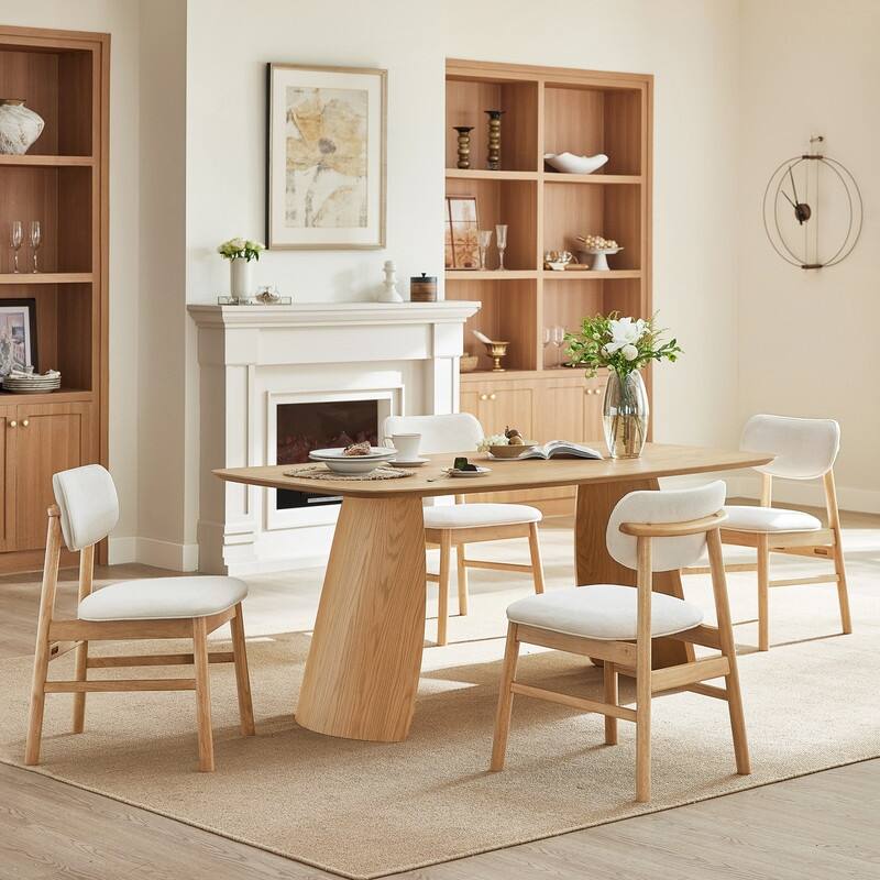 Spruce & Spring 5-Piece Modern Dining Table Set with Upholstered Chairs and Butterfly-Leg Base Table