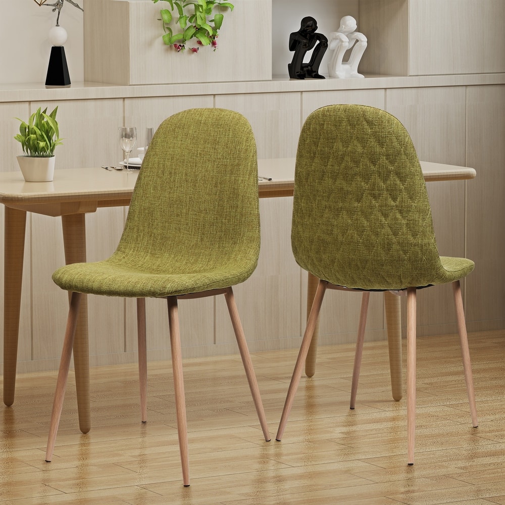 Set of 2 Fabric Upholstered Dining Chair with Metal Legs, Mid-Century Armless Kitchen Side Chairs for Dining Room, Home Office