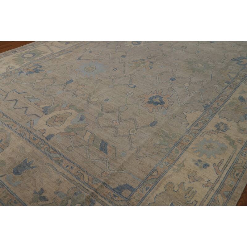 Grey Oushak Turkish Area Rug Vegetable Dye Handmade Wool Carpet - 8'9"x 11'8"