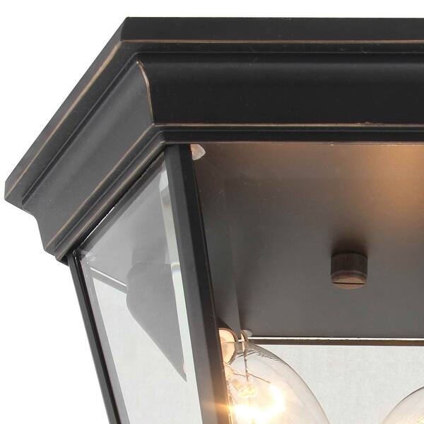 2 Light Outdoor Ceiling Lantern in Imperial Black