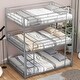 preview thumbnail 3 of 8, Full Size Steel Triple Bunk Bed with Full-Length Guardrails and Two Ladders, Convertible Design