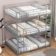 preview thumbnail 19 of 24, Metal Triple Bunk Bed with 2 Front Ladders, 3 Bunk Bed for Kids Adults Bedroom