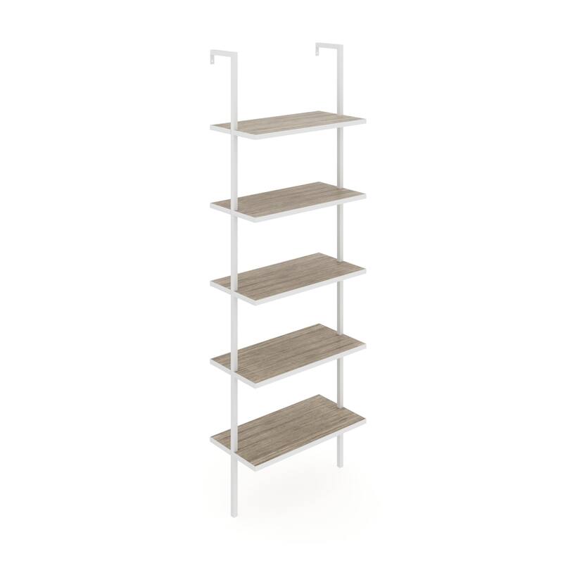 Nathan James Theo 5-Shelf Ladder Bookcase Wood with Metal Frame