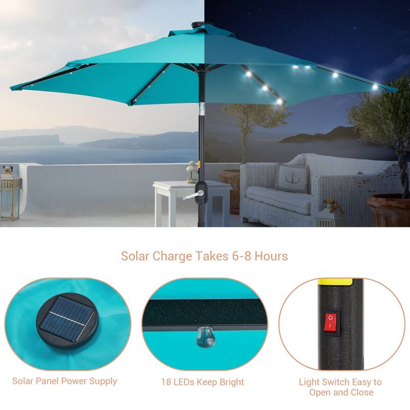 LIVOOSUN Patio 7.5 Feet Market Solar LED Light Umbrella