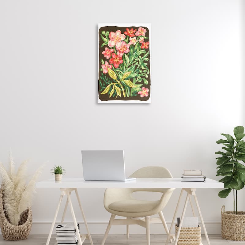 Stupell Garden Flowers on Brown Canvas Wall Art Design By Hannah Moren