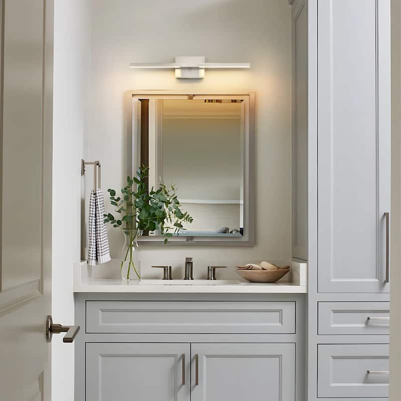 23.6" W Modern Matte Black/Stained Nickel 3000K Dimmable LED Bathroom Vanity Wall Light