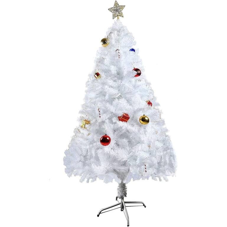 5ft Premium Spruce Artificial Christmas Tree Metal Stand White